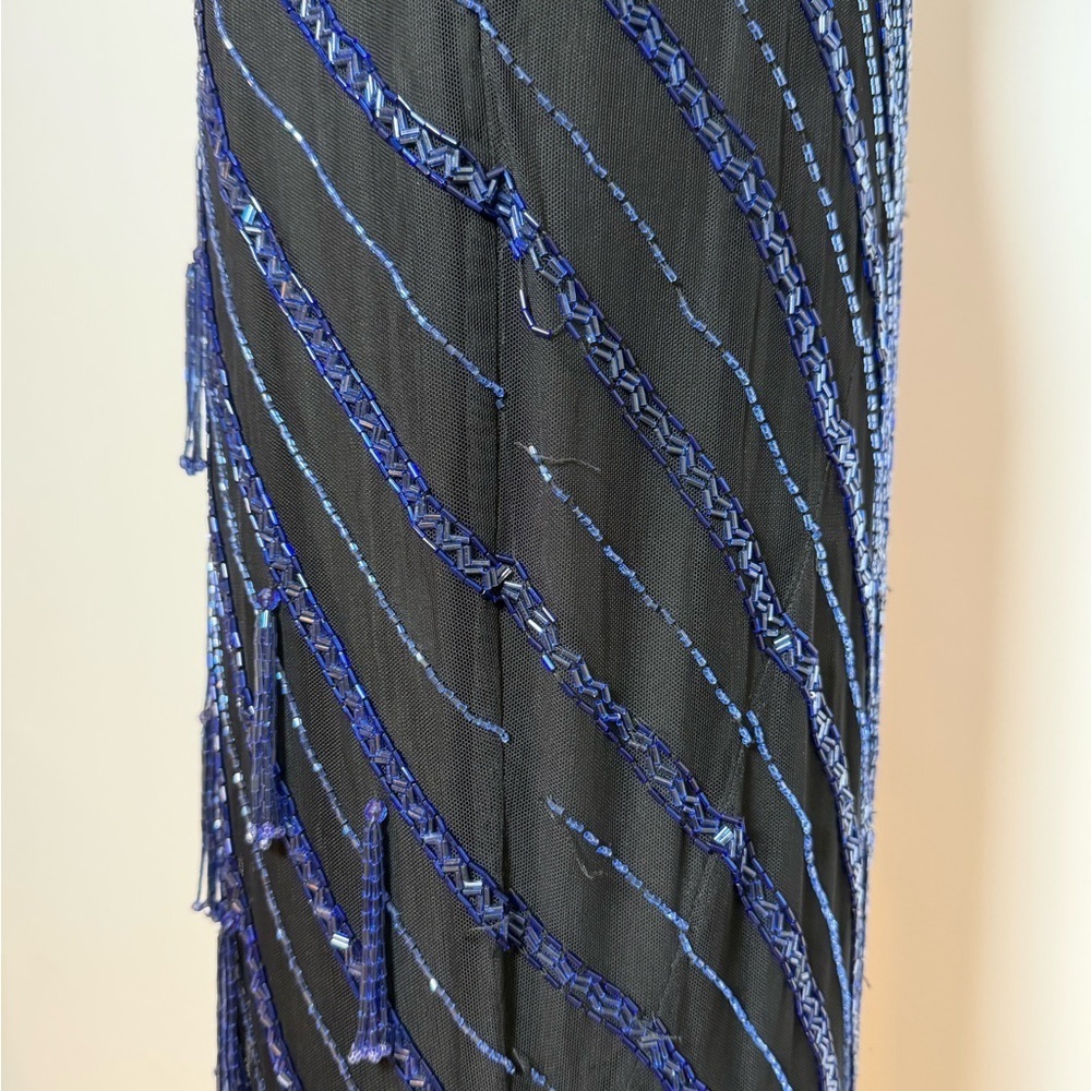 Vintage Lillie Rubin Embellished Cobalt Blue Silk Gown Size 4 - Picture 12 of 16
